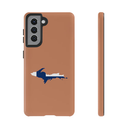 Michigan Upper Peninsula Tough Phone Case ( Copper Color w/ UP Finland Flag Outline) | Samsung & Pixel Android