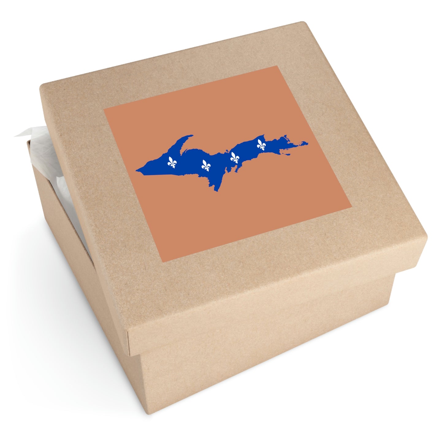 Michigan Upper Peninsula Square Sticker (Copper Color w/ UP Quebec Flag Outline) | Indoor/Outdoor