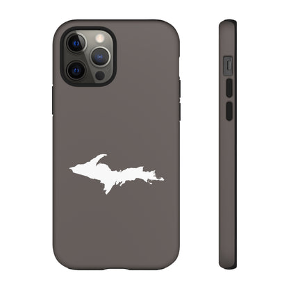 Michigan Upper Peninsula Tough Phone Case (Warren Tank Grey w/ UP Outline) | Apple iPhone