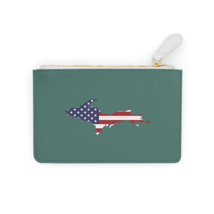 Michigan Upper Peninsula Mini Clutch Bag (Copper Green w/ UP USA Flag Outline)