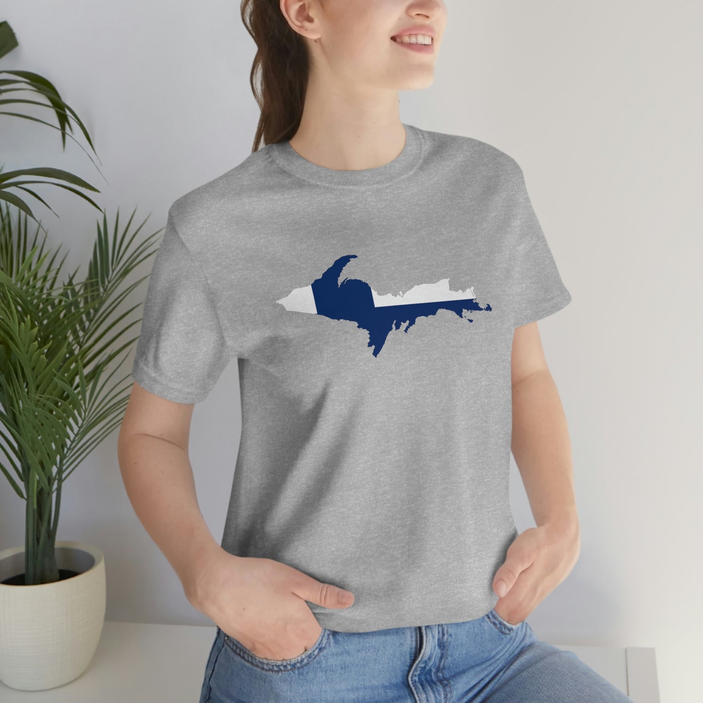 Michigan Upper Peninsula T-Shirt (w/ UP Finland Flag Outline) | Unisex Standard Fit