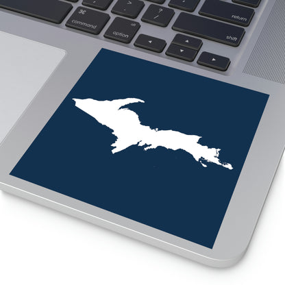 Michigan Upper Peninsula Square Sticker (Navy w/ UP Outline) | Indoor/Outdoor