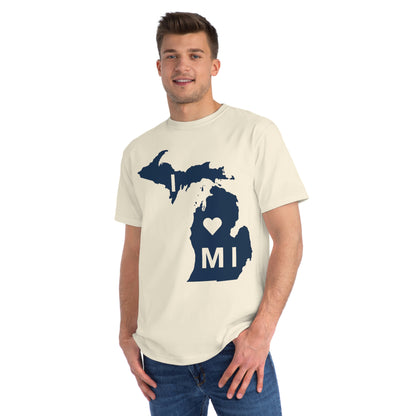 'I ♡ Michigan' T-Shirt (Full Body Outline) | Organic Unisex