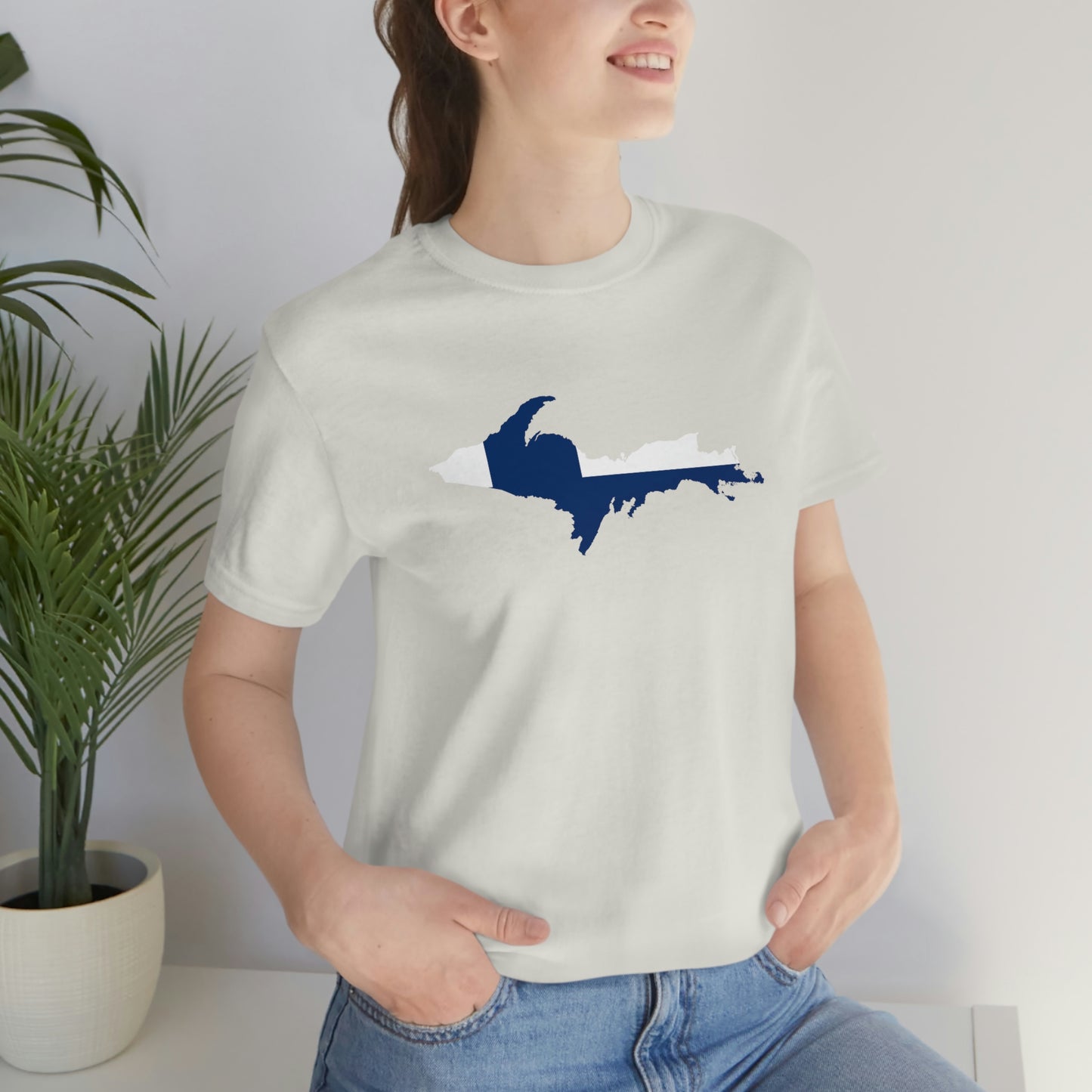 Michigan Upper Peninsula T-Shirt (w/ UP Finland Flag Outline) | Unisex Standard Fit