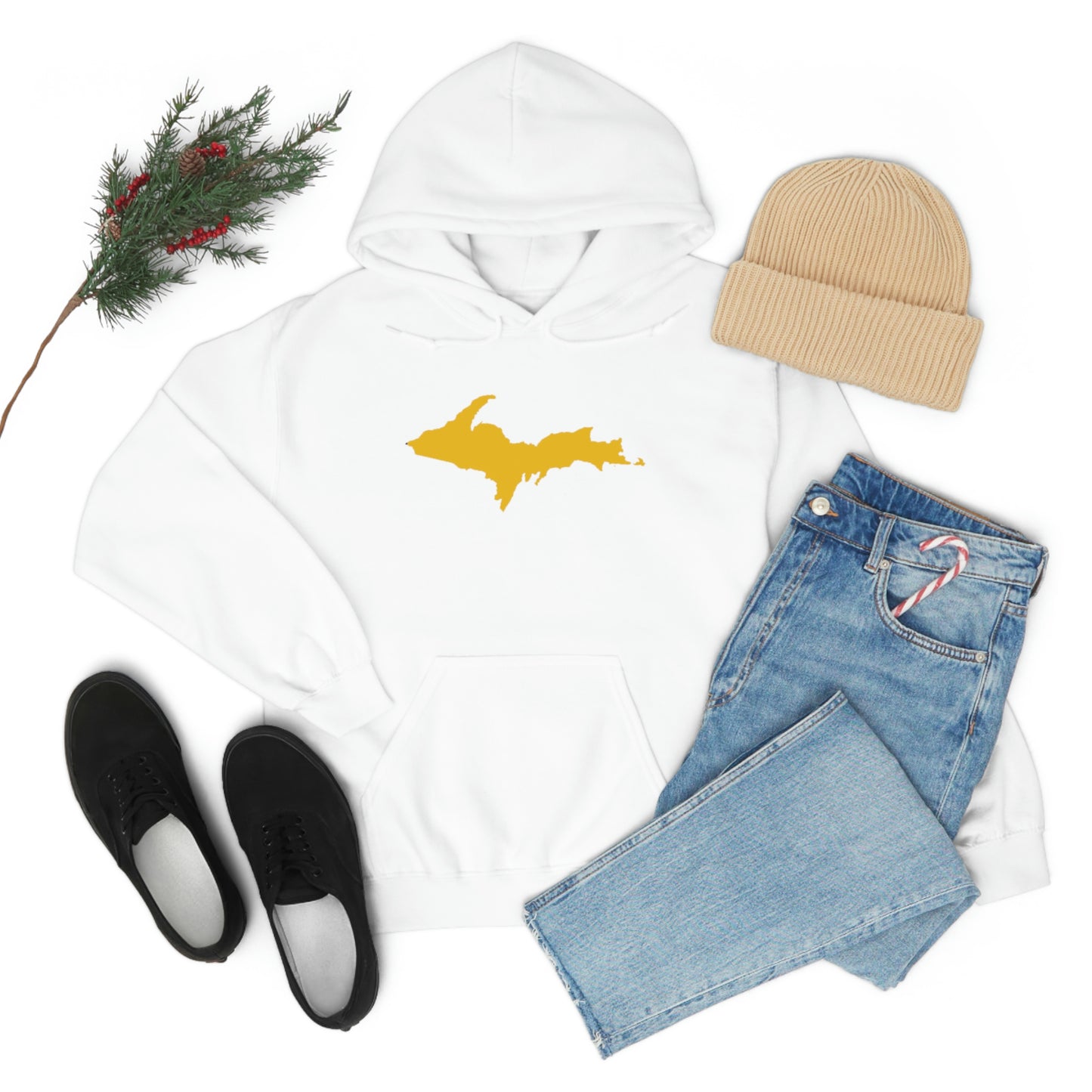 Michigan Upper Peninsula Hoodie (w/ Gold U.P. Outline) | Unisex Standard