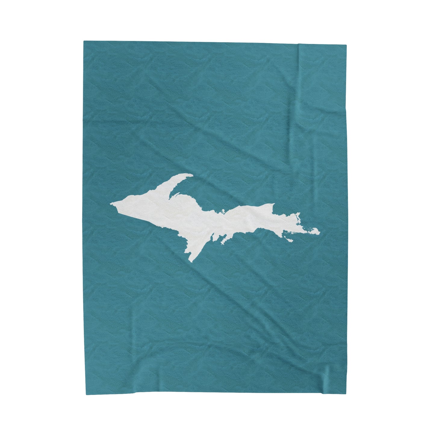 Michigan Upper Peninsula Plush Blanket (w/ UP Outline) | Lake Huron Blue