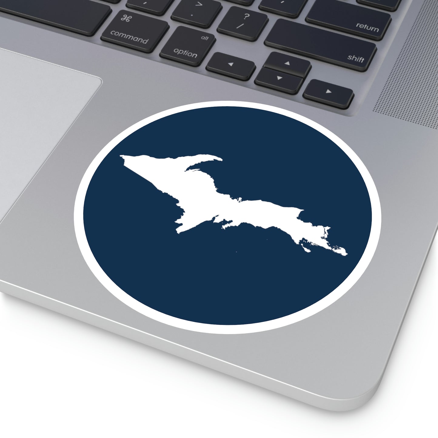 Michigan Upper Peninsula Round Stickers (Navy w/ UP Outline) | Indoor\Outdoor