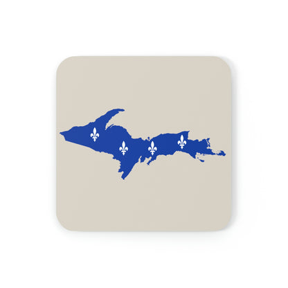 Michigan Upper Peninsula Coaster Set (Canvas Color w/ UP Quebec Flag Outline) | Corkwood - 4 pack