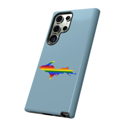 Michigan Upper Peninsula Tough Phone Case (Opal Blue w/ UP Pride Flag Outline) | Samsung & Pixel Android