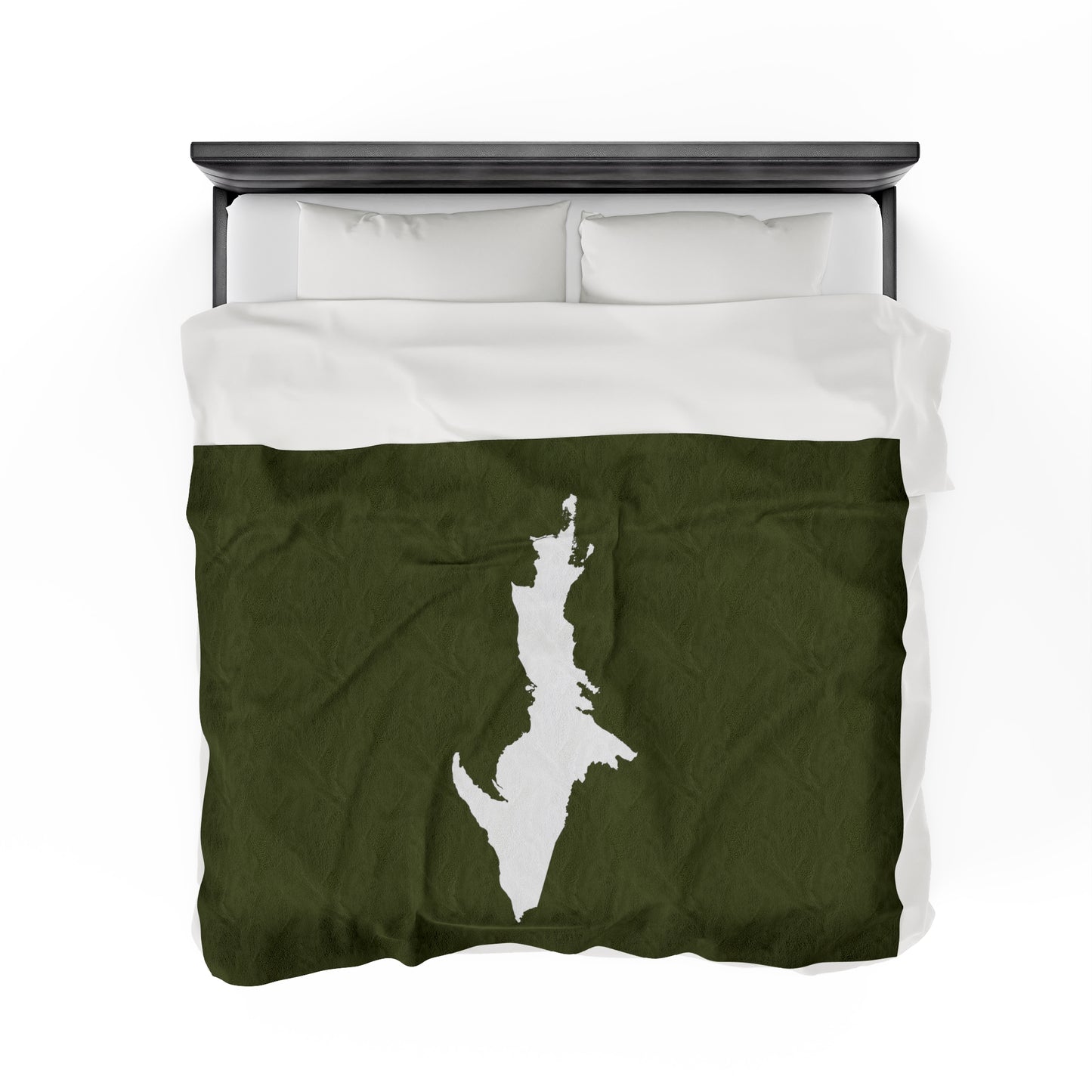 Michigan Upper Peninsula Plush Blanket (w/ UP Outline) | Army Green