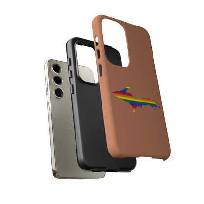 Michigan Upper Peninsula Tough Phone Case (Copper Color w/ UP Pride Flag Outline) | Samsung & Pixel Android