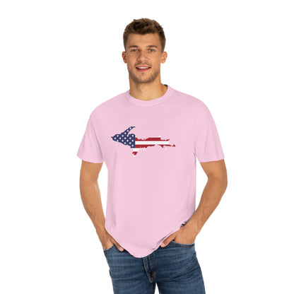 Michigan Upper Peninsula T-Shirt (w/ UP USA Flag Outline) | Unisex Garment-Dyed