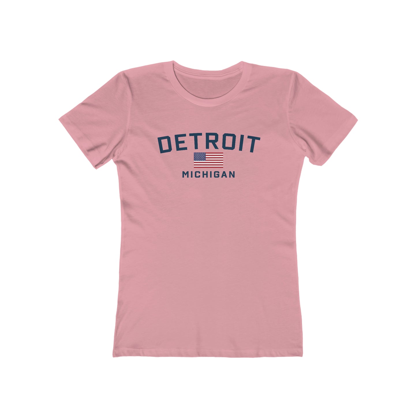 'Detroit Michigan' T-Shirt (w/USA Flag Outline) | Women's Boyfriend Cut