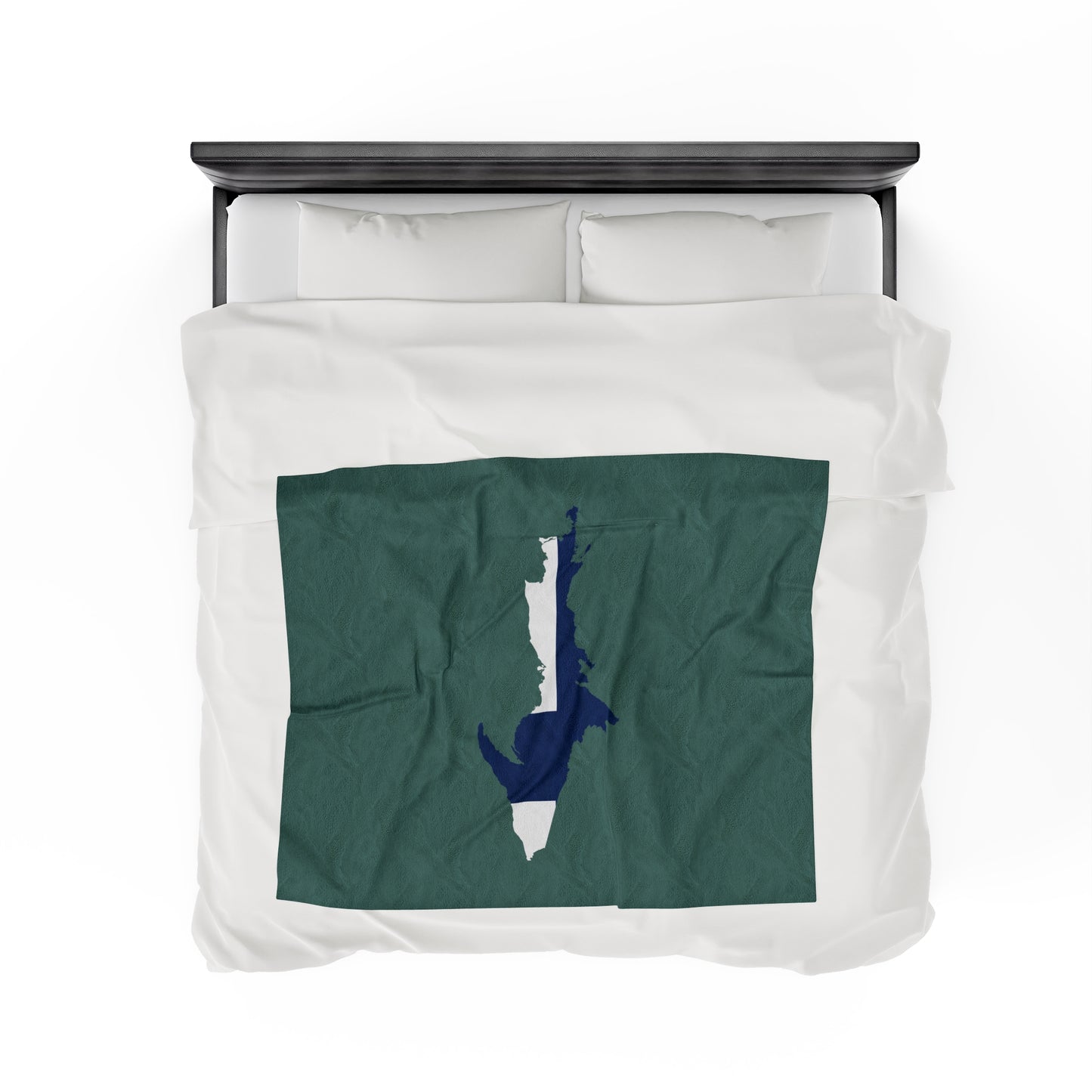 Michigan Upper Peninsula Plush Blanket (w/ UP Finland Flag Outline) | Copper Green