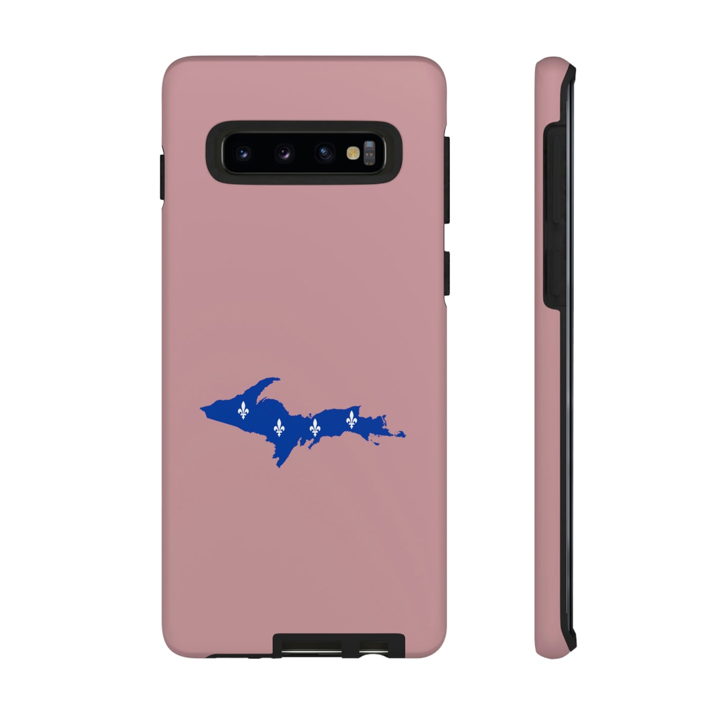 Michigan Upper Peninsula Tough Phone Case (Cherry Blossom Pink w/ UP Quebec Flag Outline) | Samsung & Pixel Android