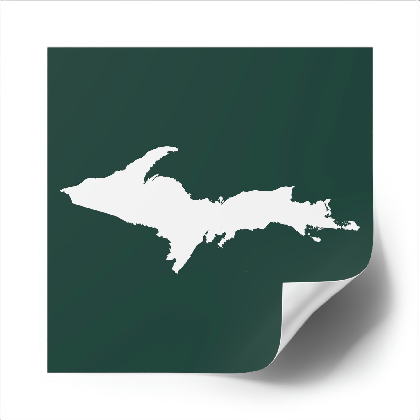 Michigan Upper Peninsula Square Sticker (Green w/ UP Outline) | Indoor/Outdoor