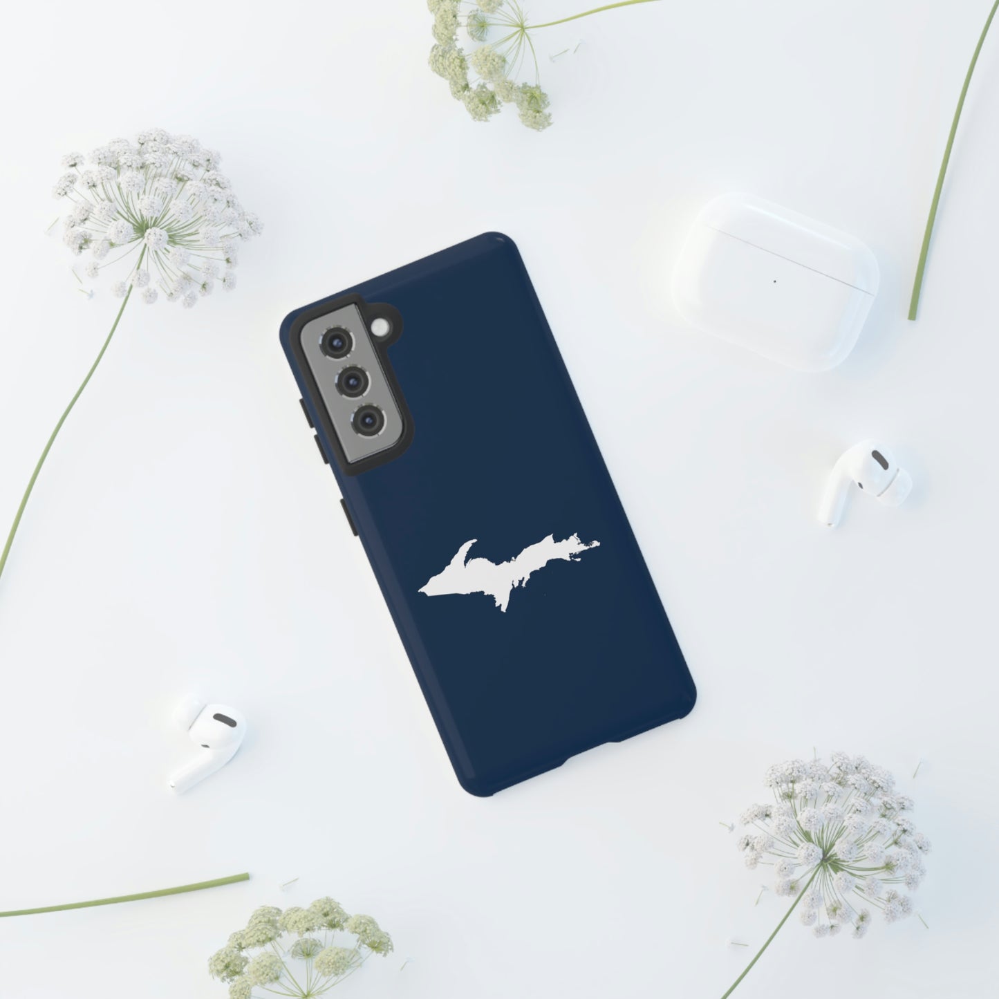 Michigan Upper Peninsula Tough Phone Case (Navy w/ UP Outline) | Samsung & Pixel Android