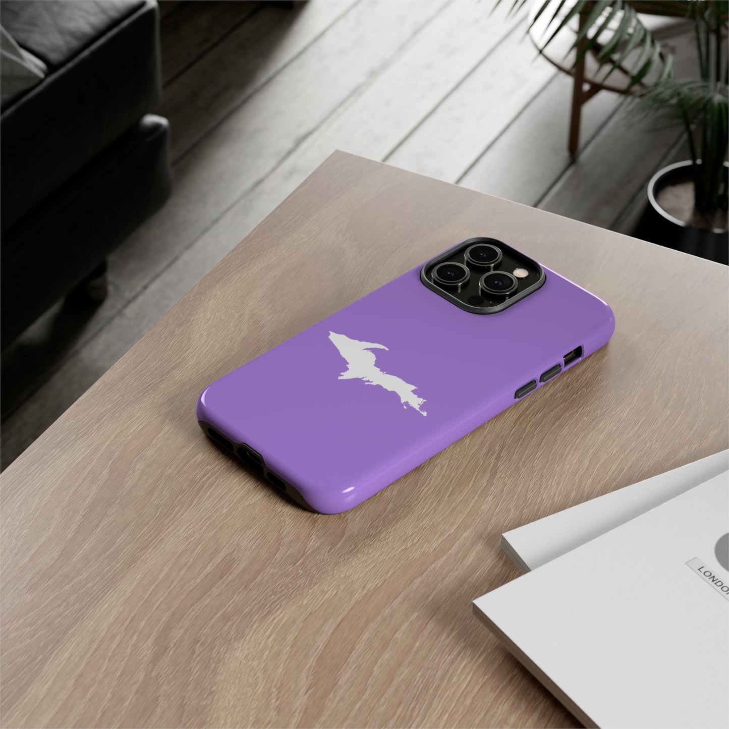 Michigan Upper Peninsula Tough Phone Case (Lavender w/ UP Outline) | Apple iPhone