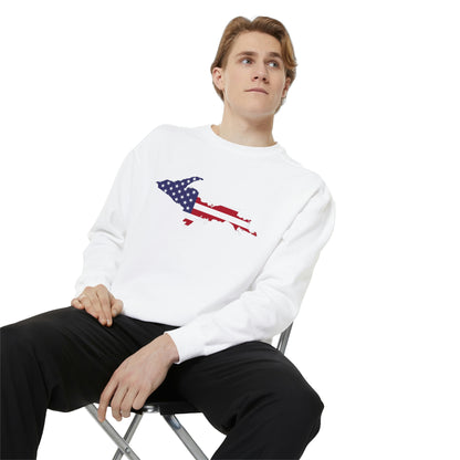 Michigan Upper Peninsula Sweatshirt (w/ UP USA Flag Outline) | Unisex Garment Dyed