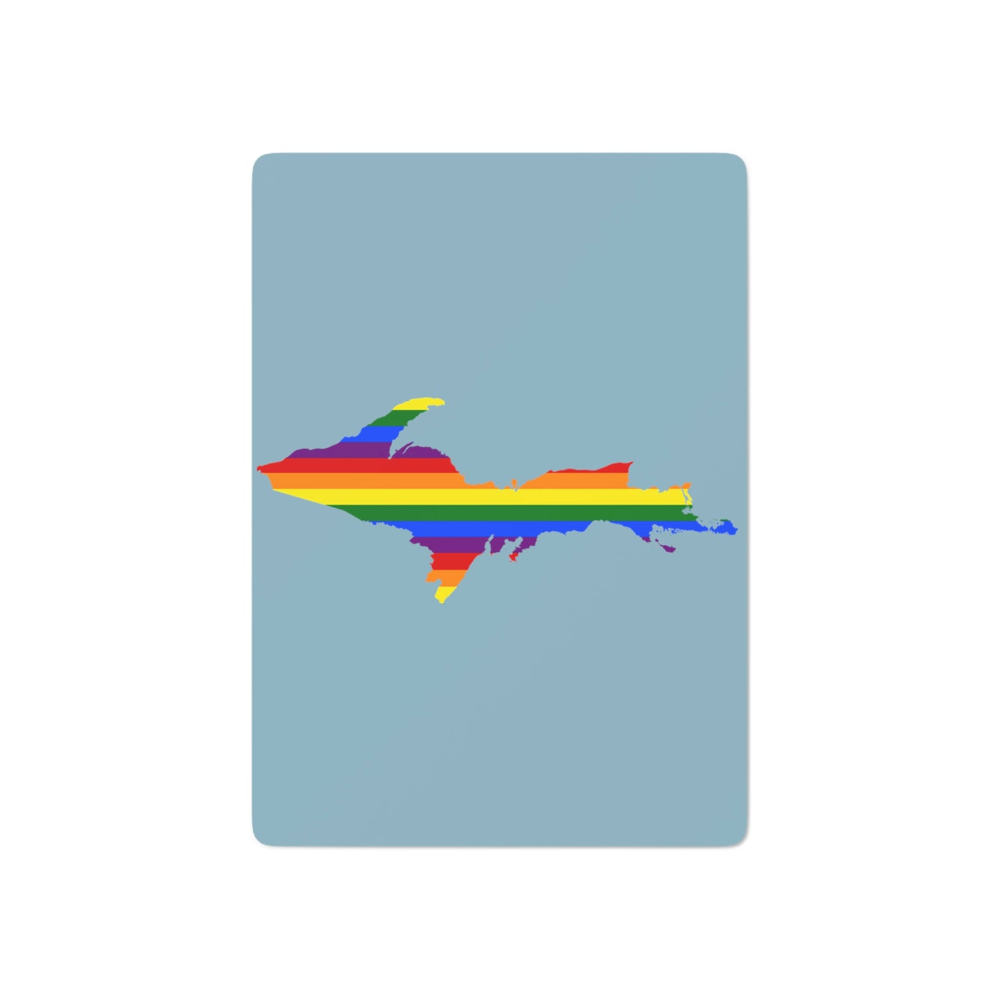 Michigan Upper Peninsula Poker Cards (Opal Blue w/ UP Pride Flag Outline)