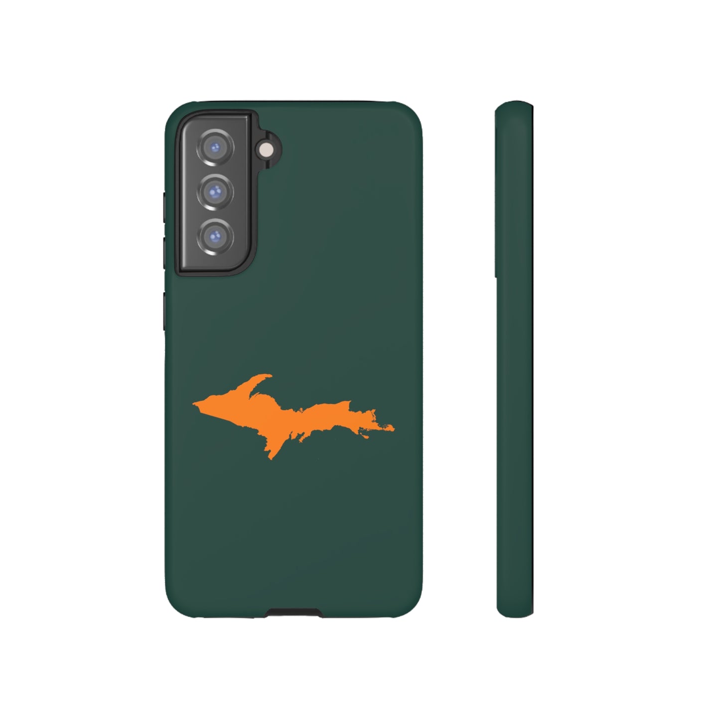 Michigan Upper Peninsula Tough Phone Case (Green w/ Orange UP Outline) | Samsung & Pixel Android