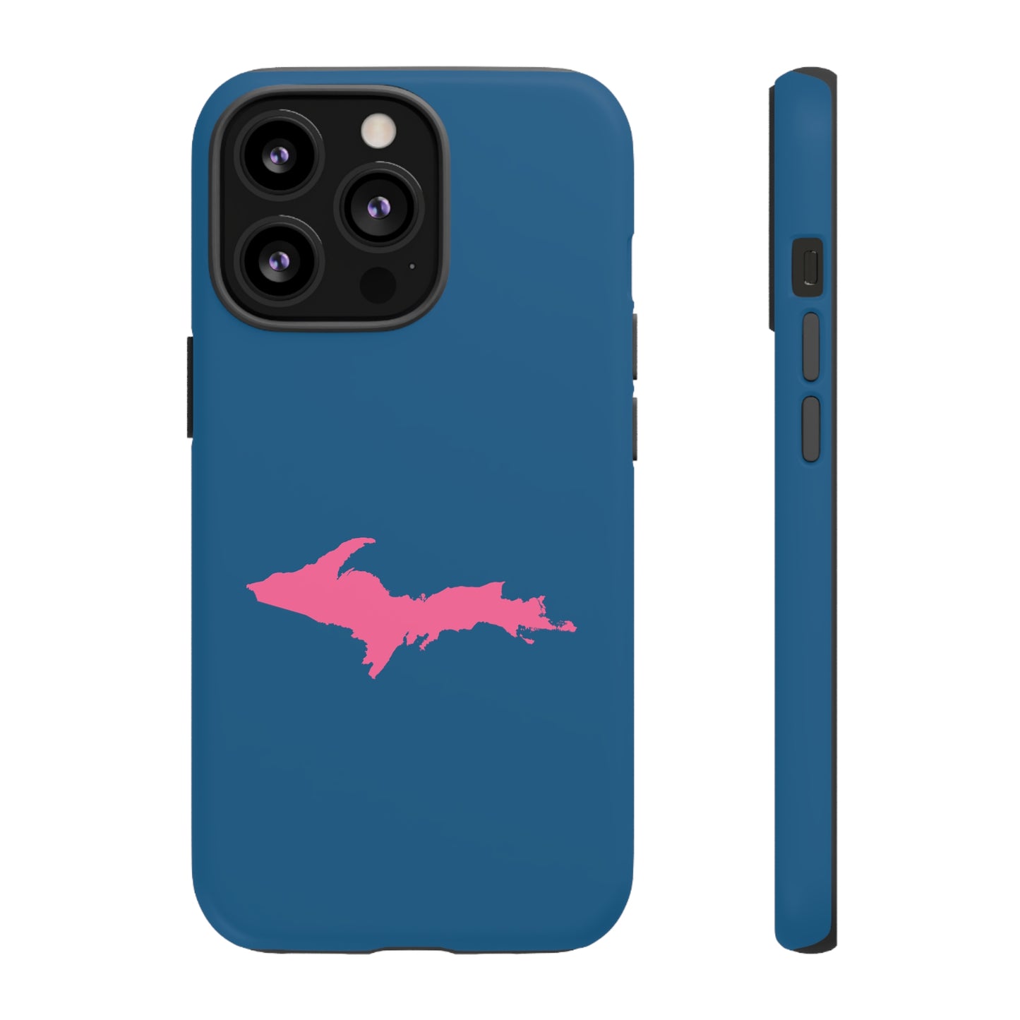 Michigan Upper Peninsula Tough Phone Case (Blueberry w/ Pink UP Outline) | Apple iPhone