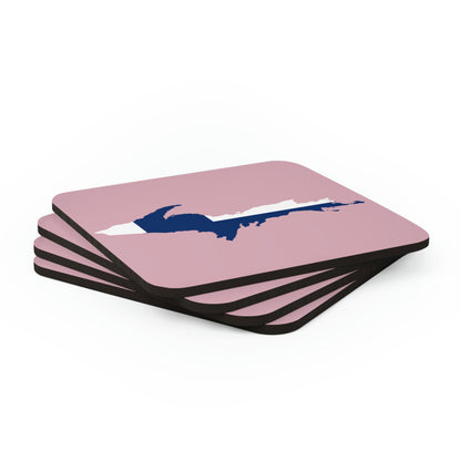 Michigan Upper Peninsula Coaster Set (Pink w/ UP Ukraine Flag Outline) | Corkwood - 4 pack