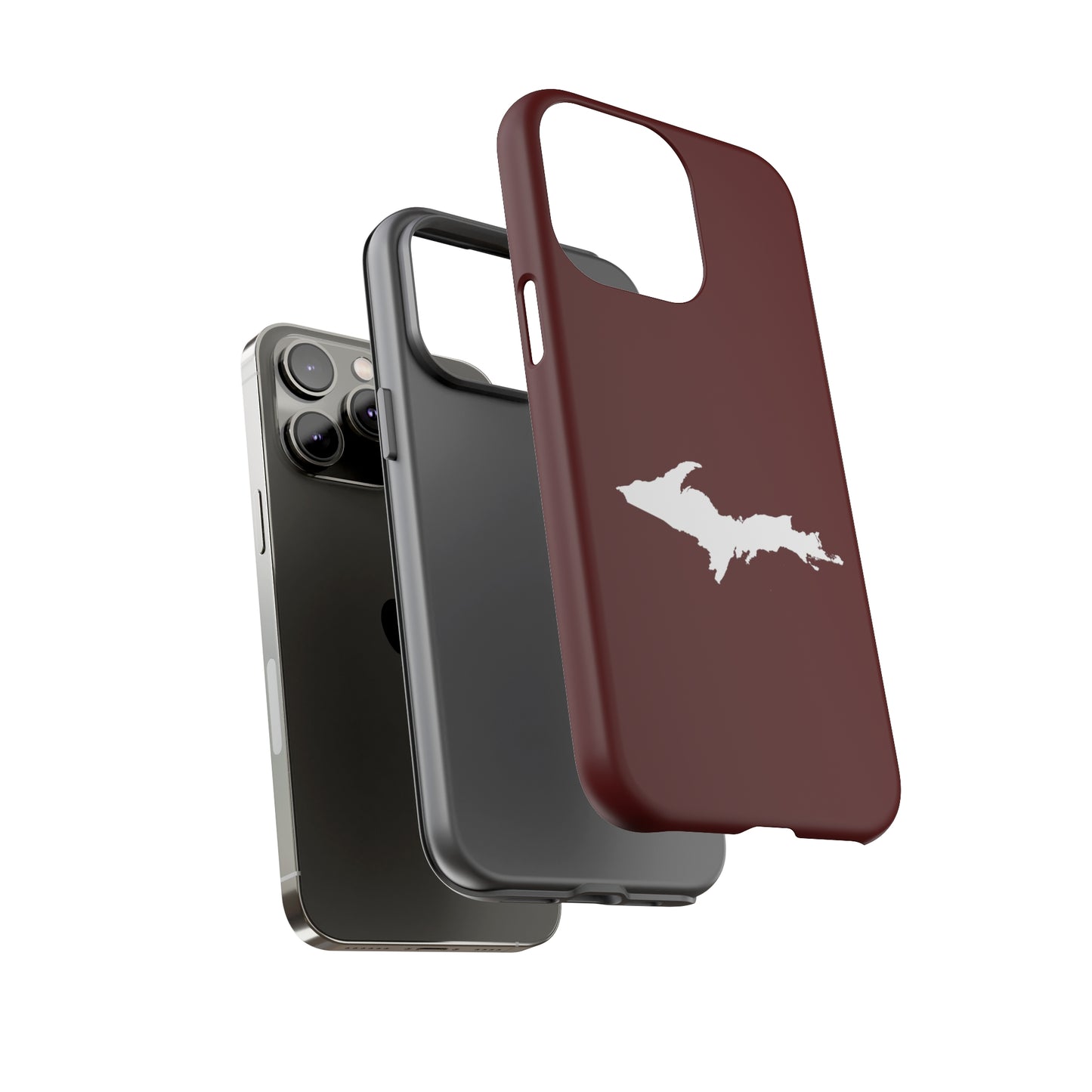 Michigan Upper Peninsula Tough Phone Case (Cherrywood Red w/ UP Outline) | Apple iPhone