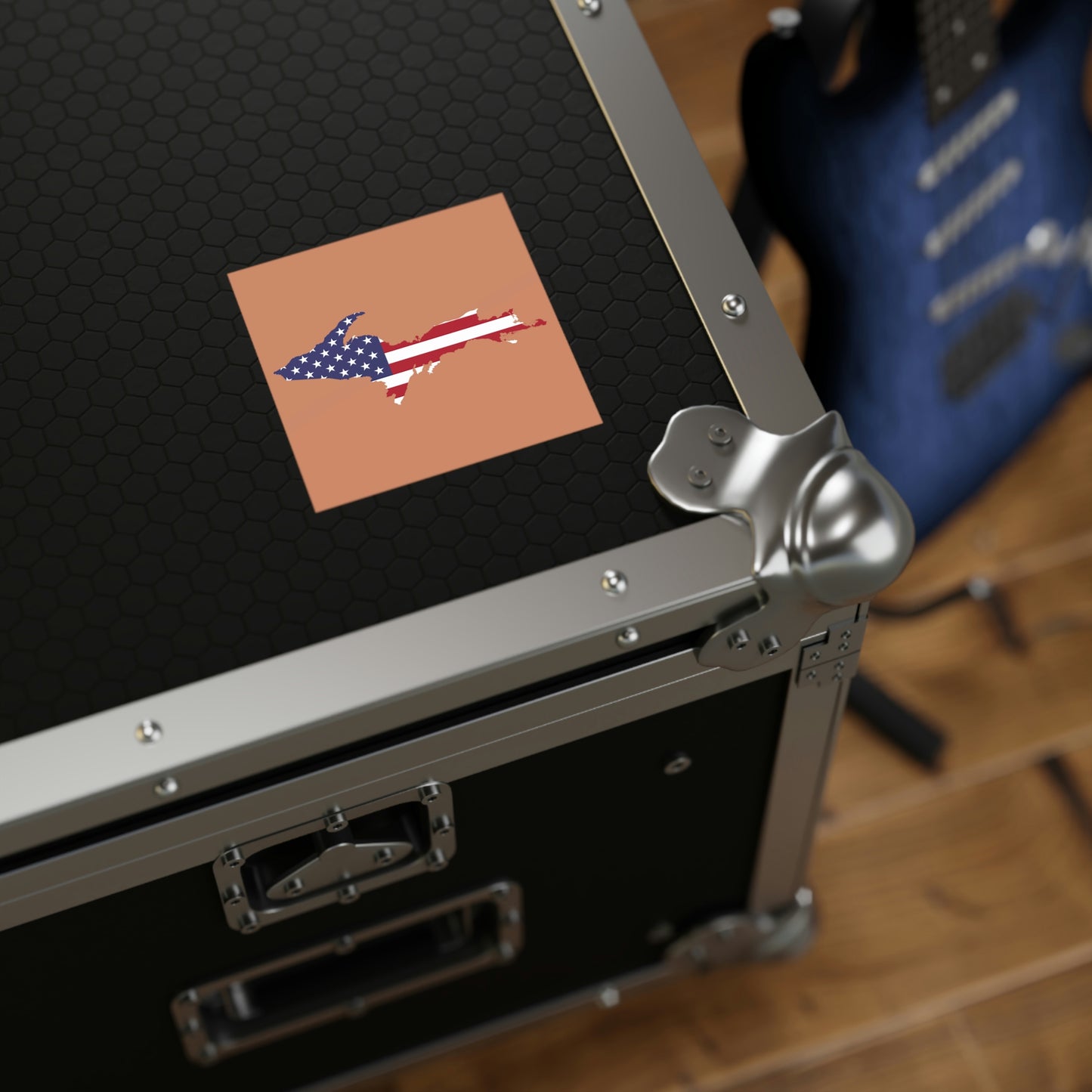 Michigan Upper Peninsula Square Sticker (Copper w/ UP USA Flag Outline) | Indoor/Outdoor