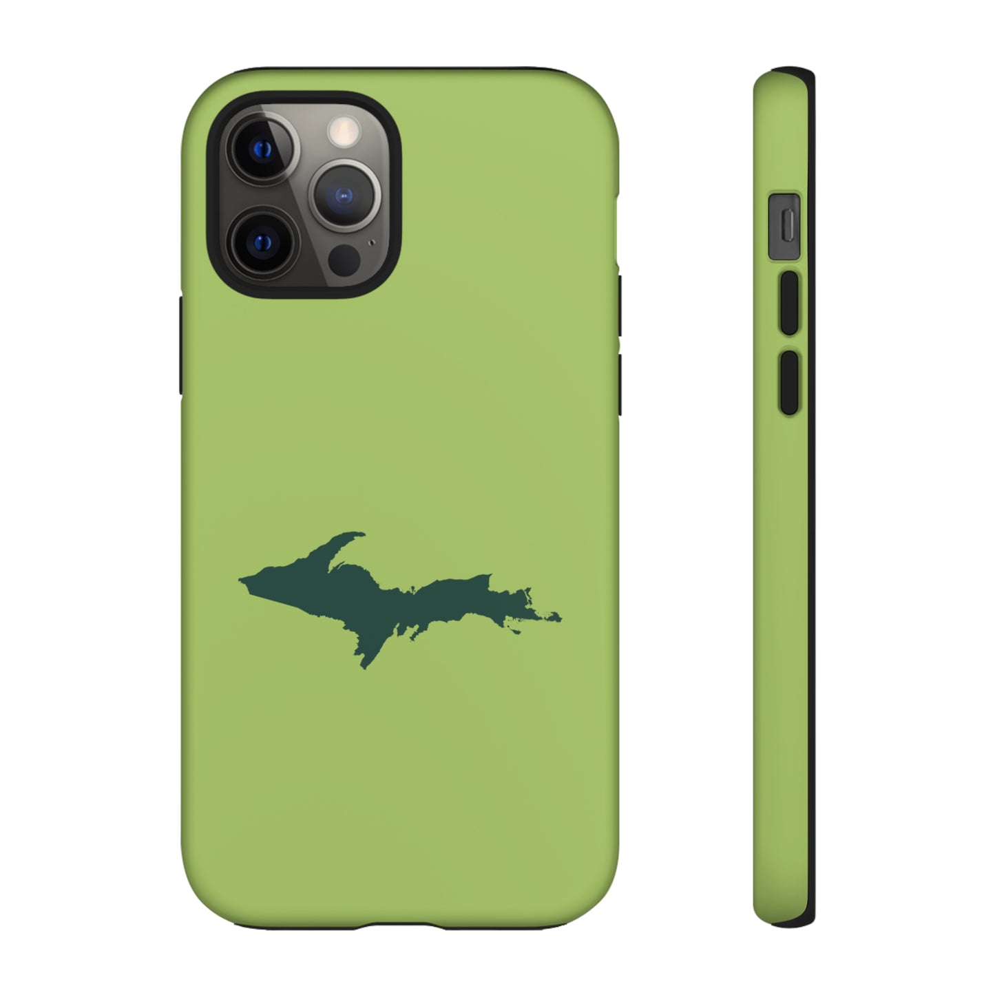 Michigan Upper Peninsula Tough Phone Case (Gooseberry Green w/ Green UP Outline) | Apple iPhone