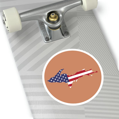 Michigan Upper Peninsula Round Stickers (Copper w/ UP USA Flag Outline) | Indoor\Outdoor