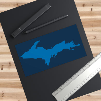 Michigan Upper Peninsula Bumper Sticker (w/ Azure UP Outline) | Navy Background