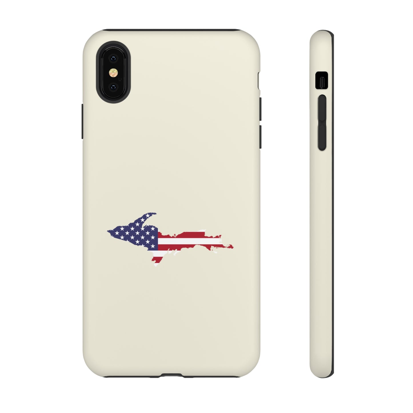 Michigan Upper Peninsula Tough Phone Case (Ivory Color w/ UP USA Outline) | Apple iPhone