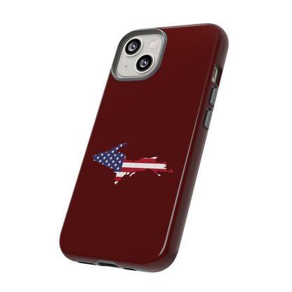 Michigan Upper Peninsula Tough Phone Case (Cherrywood Color w/ UP USA Outline) | Apple iPhone