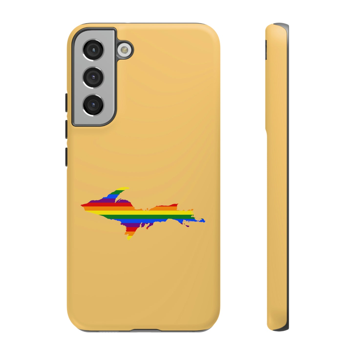 Michigan Upper Peninsula Tough Phone Case (Citrine w/ UP Pride Flag Outline) | Samsung & Pixel Android