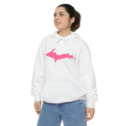 Michigan Upper Peninsula Hoodie (w/ Pink UP Outline) | Unisex Garment-Dyed