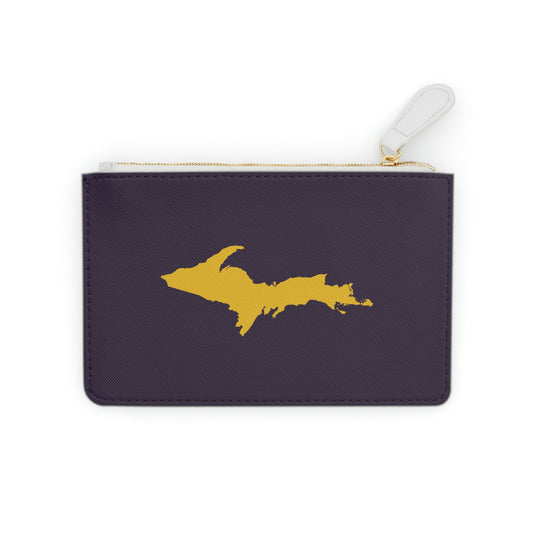 Michigan Upper Peninsula Mini Clutch Bag (Blackcurrant w/ Gold UP Outline)