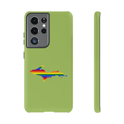 Michigan Upper Peninsula Tough Phone Case (Gooseberry Green w/ UP Pride Flag Outline) | Samsung & Pixel Android