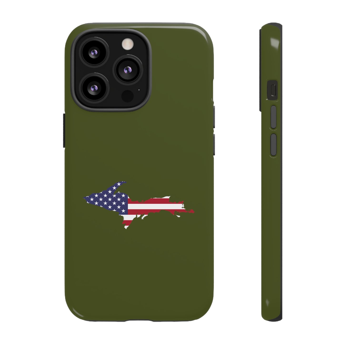 Michigan Upper Peninsula Tough Phone Case (Army Green w/ UP USA Outline) | Apple iPhone