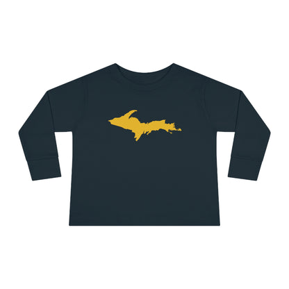 Michigan Upper Peninsula T-Shirt (w/ Gold UP Outline) | Toddler Long Sleeve