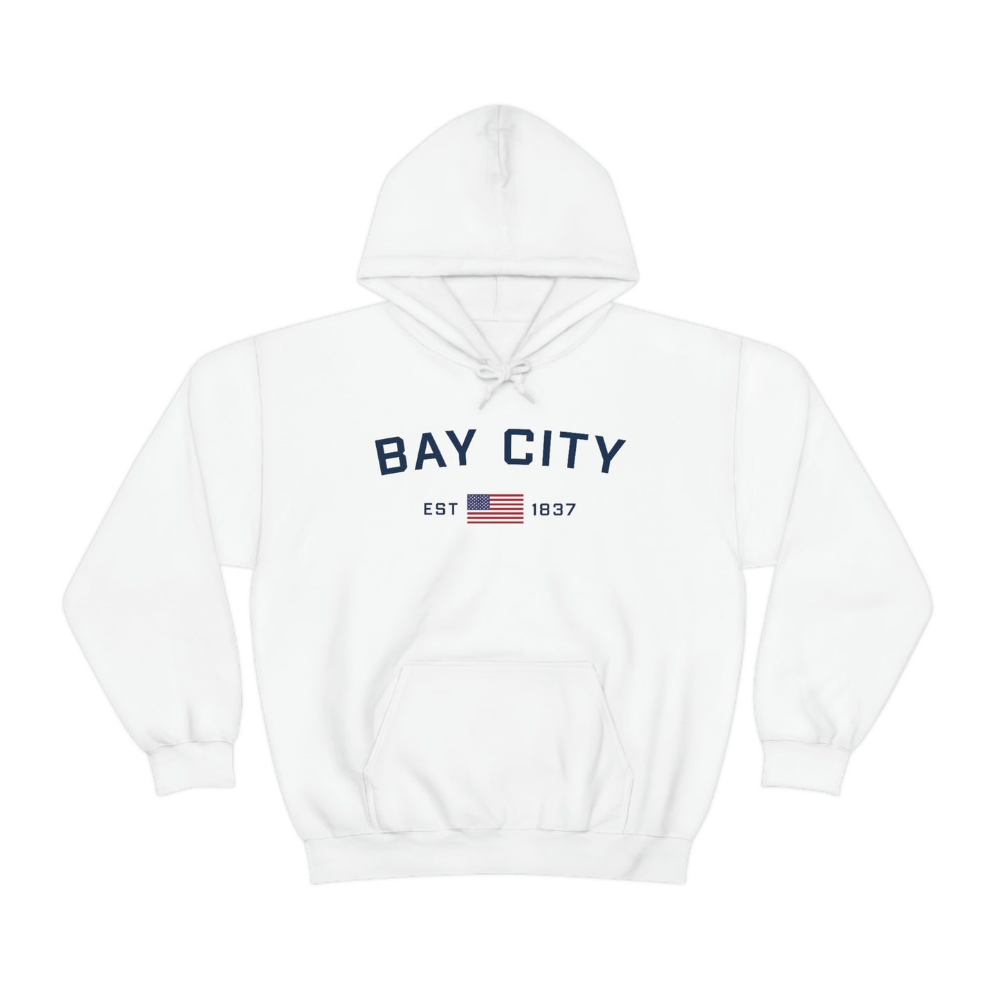 'Bay City EST 1837' Hoodie (w/USA Flag Outline) | Unisex Standard