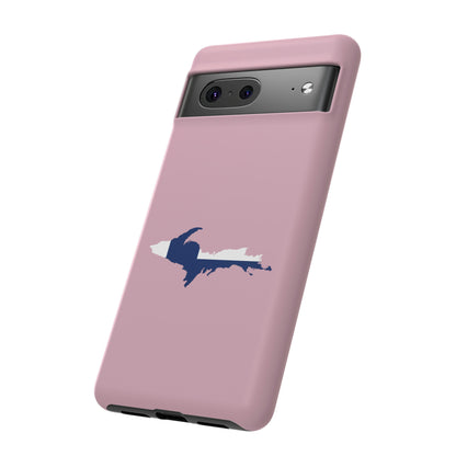 Michigan Upper Peninsula Tough Phone Case (Pink w/ UP Finland Flag Outline) | Samsung & Pixel Android