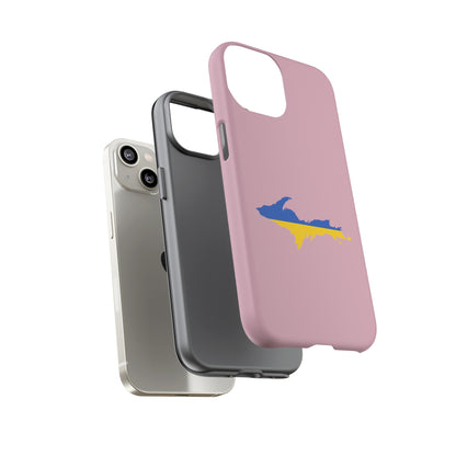 Michigan Upper Peninsula Tough Phone Case (Pink w/ UP Ukraine Flag Outline) | Apple iPhone