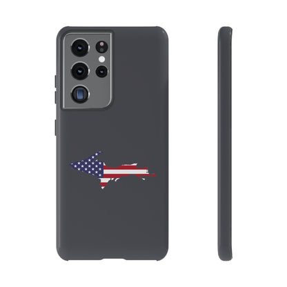 Michigan Upper Peninsula Tough Phone Case (Iron Ore Grey w/ UP USA Flag Outline) | Samsung & Pixel Android