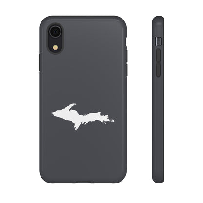 Michigan Upper Peninsula Tough Phone Case (Iron Ore Grey w/ UP Outline) | Apple iPhone