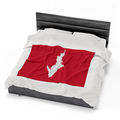 Michigan Upper Peninsula Plush Blanket (w/ UP Outline) | Lighthouse Red