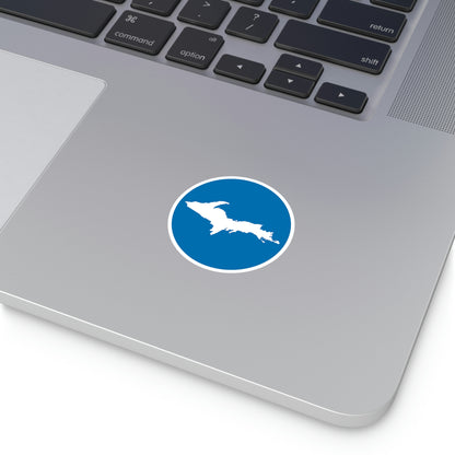 Michigan Upper Peninsula Round Stickers (Azure w/ UP Outline) | Indoor\Outdoor