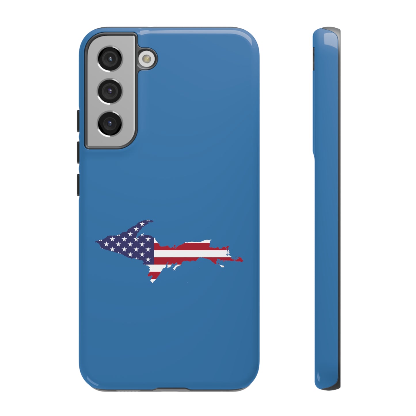 Michigan Upper Peninsula Tough Phone Case (Lake Superior Blue w/ UP USA Flag Outline) | Samsung & Pixel Android