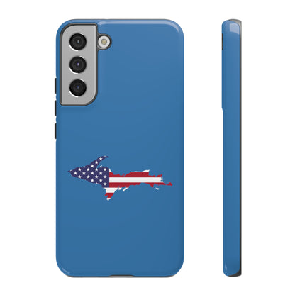 Michigan Upper Peninsula Tough Phone Case (Lake Superior Blue w/ UP USA Flag Outline) | Samsung & Pixel Android