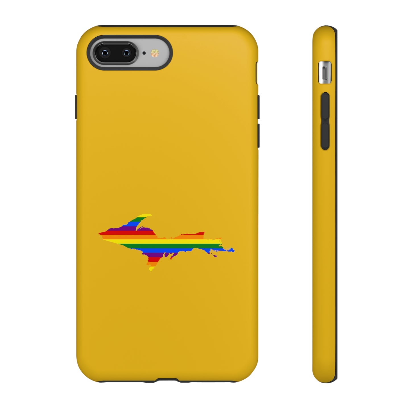 Michigan Upper Peninsula Tough Phone Case (Gold w/ UP Pride Flag Outline) | Apple iPhone